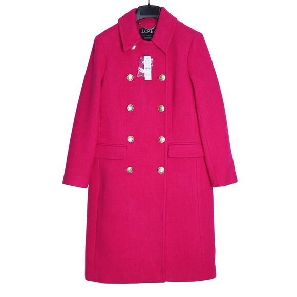 J. CREW NWT Warwick Italian Wool Blend Stadium Cloth Topcoat Pink Women's 00 - Picture 1 of 10
